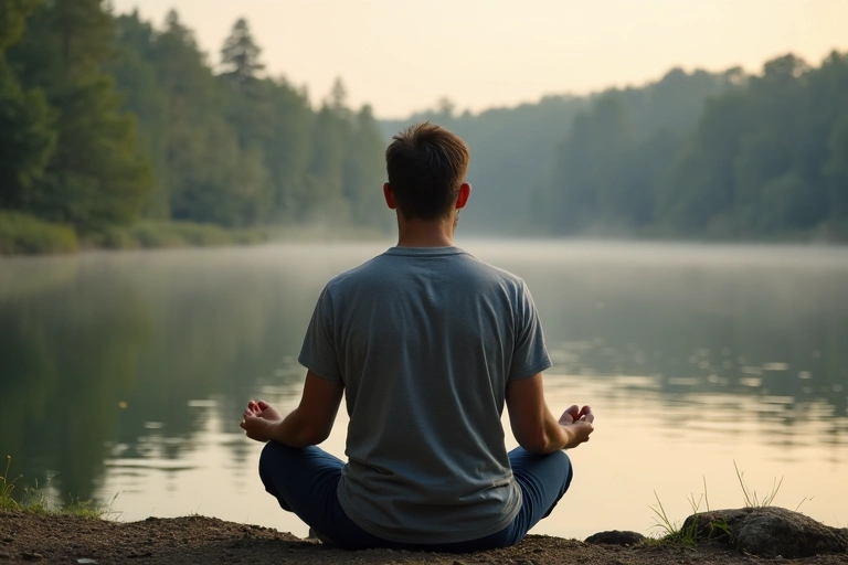 Man meditating in nature, representing holistic health